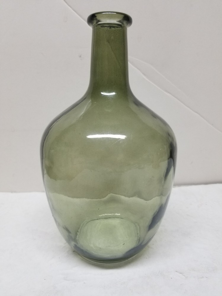 VTG DEMIJOHN OLIVE GREEN GLASS BOTTLE 10&Prime;