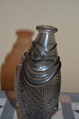 Vintage Tinted Glass Fish Shaped Italian Wine Bottle Decanter 9&Prime; Tall