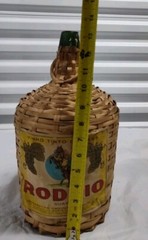 Rare RODEIO Wine Jug Demijohn Green Glass Wicker Wrapped Brazil VTG 1960s Empty