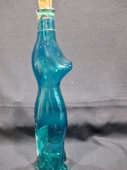 MOSELLAND « CAT » TEAL GREEN EMPTY LIQUOR BOTTLE W/ CAT CORK