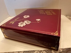Perrier Jouet Champagne 1985 Empty Bottle Box Set w/2 Hand Painted Glass Flutes