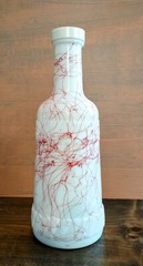 Vintage Hazel – Atlas Swirl Milk Glass Decanter Bottle W/Lid Excellent (K1)
