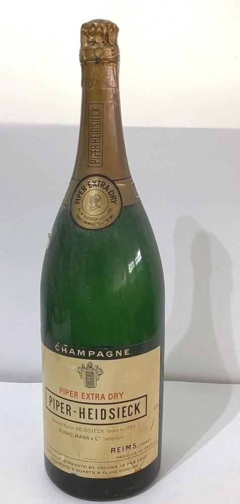 Vintage Piper-Heidsieck Extra Dry EMPTY Display Champagne Bottle 18&Prime; tall