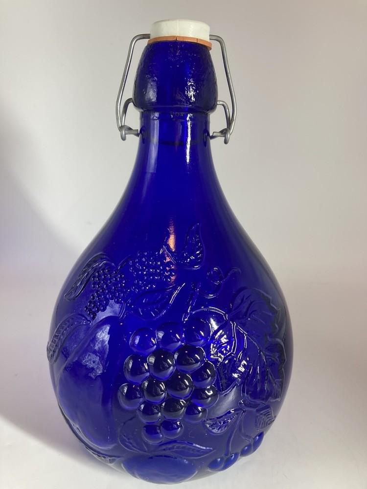 Casadis Milano Cobalt Glass Wine Bottle Jug Jus De Fruits No Chips