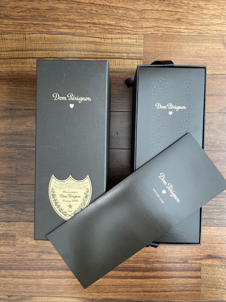 Vintage Dom Perignon 2008 Empty Bottle 750ml Green With Black Box and Booklet