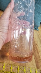 VTG Pink Tinted Glass Wine Empty Bottle Made in Italy Ornate Novelty Rare Find