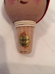 Vintage Wood Wine Bottle Cork Stopper Pair Souvenir Portugal Hand Painted