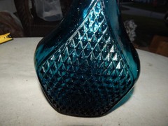 Vintage Blue Glass Genie Bottle Wine Bottle Decanter Italy Estate Find