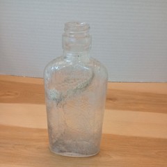 Vtg Wine Bottle 1/2 Pint Glass Leaves Emboss Grapes Owens Illinois Glass comp.
