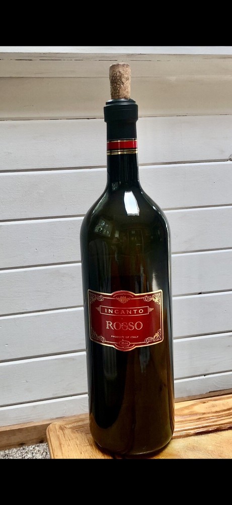 3 Litter empty Bottle Of The Incanto Rosso Red Wine 2016 From Puglia Region.
