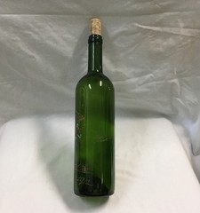 Vintage Dark Green Wine Champagne Bottle with Indian Image Painted 12&Prime; Tall