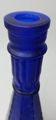Vintage MCM Pair Morey Mallorca Frosted Cobalt Blue Glass Wine Bottles 11 1/2&Prime; T
