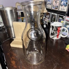 Vintage Paul Masson Since 1852 Embossed Glass Milk Bottle Carafe Decanter 10”