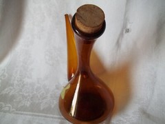 Spanish Wine Bottle Decanter Hand Made Blown Glass Amber Home Barware Spain