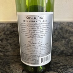 Silver Oak 2020 Alexander Valley Cabernet Sauvignon EMPTY Bottle Becknell Etched