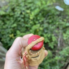 VTG California Chianti Wine BOTTLE EMPTY w Cap & RATTAN WRAP 1/10pt