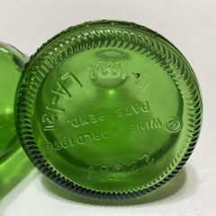 2 Vintage Wine World 1979 Green Embossed Glass Mini Wine Bottles Grapes 6.3 oz