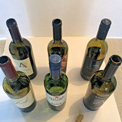 Lot of 6 Empty Wine Bottles 750ml Colored Glass w/ Corks – Decorative / Craft