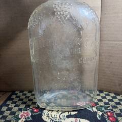 Vintage Fairview Wine Of Maine Pressed Glass Jug Embossed Grapes Leaves 64 Oz