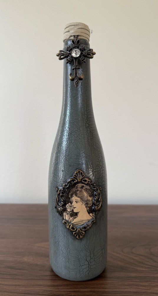 Vintage Handmade Gothic Distressed Bottle 11 Inches High