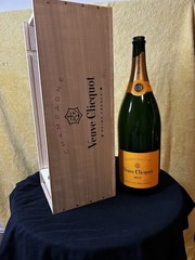 Empty Veuve Clicquot Brut Champagne Jeroboam 1.5L Bottle in Wooden Box