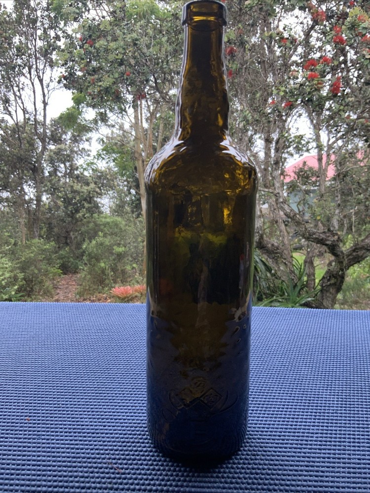 Fonseca Porto Dimpled Brown Glass Wine Bottle Empty 12” Tall 009