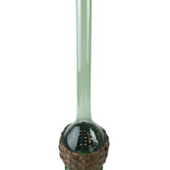 Vintage Demijohn Wine Bottle Carafe Decanter Green Glass Wicker Basket Wrap 20&Prime;
