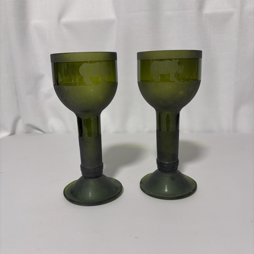 Etched Up cycled Wine Bottle Glass