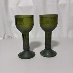 Etched Up cycled Wine Bottle Glass
