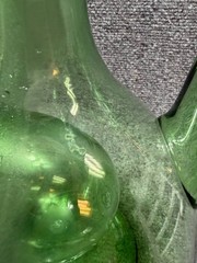 Vintage 1960s Italian Glass Wine Chiller Green Glass Decanter Bottle Blown Glass
