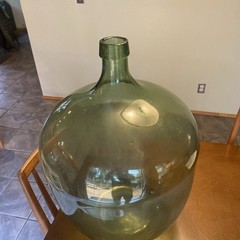 Vintage Demijohn WineCarboy Huge Green Glass Bottle 25.5&Prime; Tall 17.5&Prime; Wide