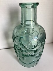 Canada Green Glass Embossed Fruit Grape Apple Cherry Pear Decanter Wine Bottle