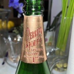 1982 Perrier Jouet Champagne Bottle Hand Painted with Flowers Empty