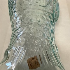 Vintage Italian Aqua Glass Fish Shaped Bottle Decanter Antinori 1970&rsquo;s 13.5 inch