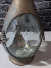 Vintage India Brass Italia Glass Bottle Wine Rum Liquor Decanter Bar Decor O7