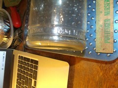 Vintage Paul Masson Glass Wine Water Carafe, Embossed Bottom Letters, 10.5&Prime; Tall
