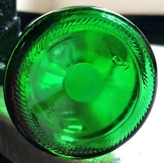 vtg emerald green Jac Poust wine bottle with screw cap