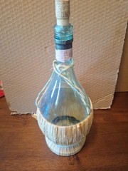 Bell&rsquo;agio Chianti 2005 Empty Glass Wine Bottle 1.5 L Rattan Wrapped Wick Italy