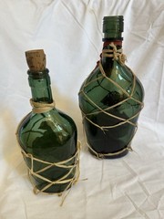 Vintage Lagosta Rosé Wine Bottle Pair Portugal Raffia Covered 2 Sizes