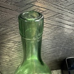 Vintage DF Vino D&rsquo;Italia Green Teal Glass Round Bottom Wine Bottle #3 No Cork