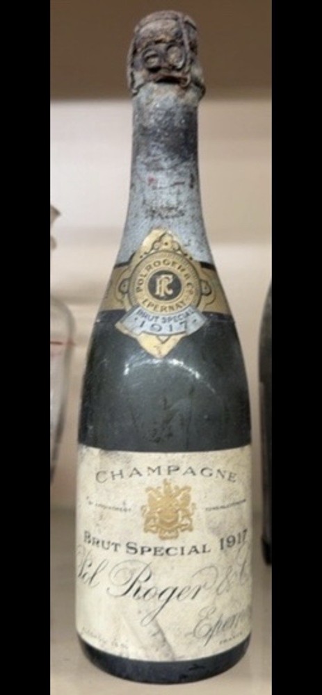 Antique 1917 Pol Roger Champagne Bottle – Empty WWI-Era Display Piece