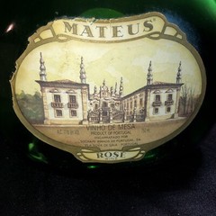 Vintage Lot Of 2 Green MATEUS WINE BOTTLES ~ 50 oz. One With Cork
