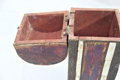 Bone Inlay Wine Bottle Box: Handcrafted Brass & Wood Vintage Decor