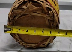 Rare GARIBALDI Wine Jug Demijohn Amber/Green Glass Wicker Wrapped Brazil VTG 60s