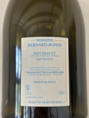 Rare empty wine bottle, Bernard-Bonin, Meursault Les Tillets 2018, Magnum