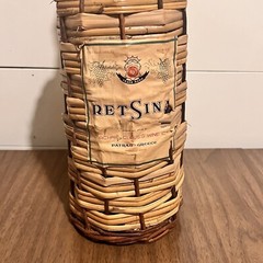 Achaia Clauss Retsina Wicker Wine Bottle 17” Greece Vintage