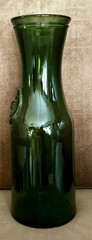 Vintage Vin Litre Heavy Green Glass Decanter Carafe French Wine 6.5” w 18.5” h