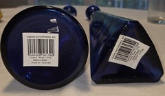 Vintage Cobalt Triangle and Round Wine Bottles with Corks