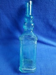 Collectable Aqua Ice Blue Bottle Decanter Wine Square Bottle 12in Tall