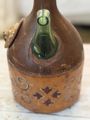 Italian 1920’s Leather Wine Decanter Server Hand Made Rare Find🦄
